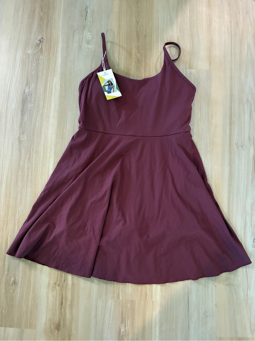 HALARA Spaghetti Strap Fit-and-Flare Dress - Burgundy